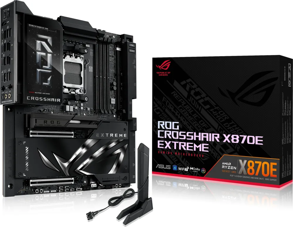 Материнская плата ASUS ROG CROSSHAIR X870E EXTREME, AM5, X870E, 4*DDR5, 4*SATA, 5*M.2, 10*USB 3.2, 2*Type-C, 2*USB4, 6*PCIx16, HDMI, E-ATX; 90MB1LB0-M0EAY0