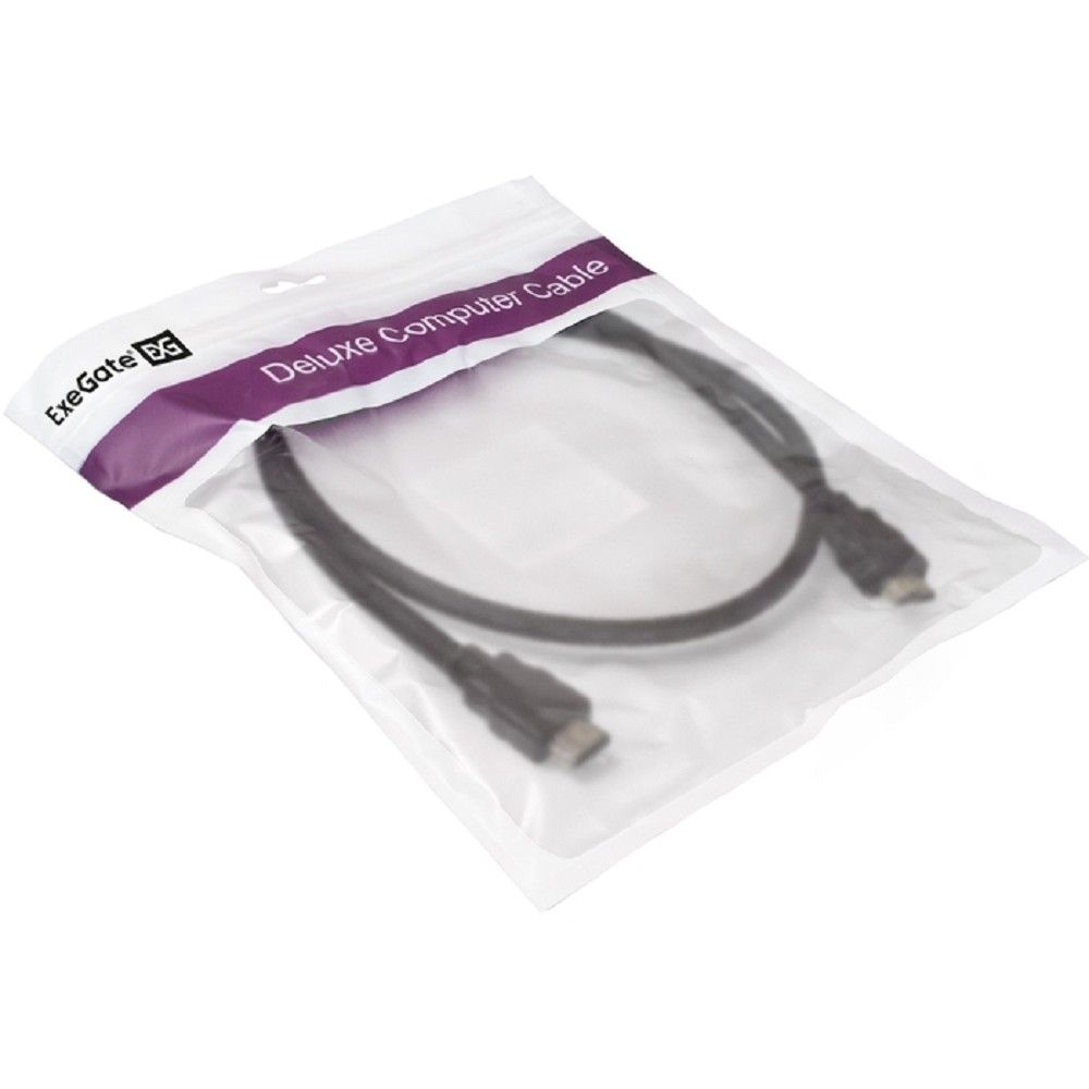 Exegate EX287729RUS Кабель HDMI ExeGate EX-CC-HDMI2-1.0 (19M/19M, v2.0, 1м, 4K UHD, Ethernet, позолоченные контакты)