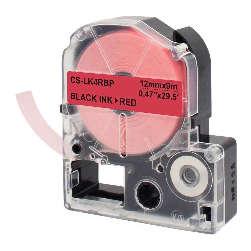 Картридж ленточный Cactus CS-LK4RBP LK-4RBP черный на красном 12x9 для Epson LW300/LW400/LW700/LW600P/LW1000P/K400/Z700/Z900