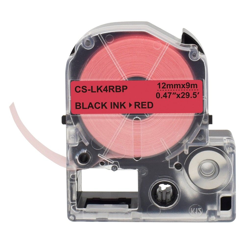 Картридж ленточный Cactus CS-LK4RBP LK-4RBP черный на красном 12x9 для Epson LW300/LW400/LW700/LW600P/LW1000P/K400/Z700/Z900