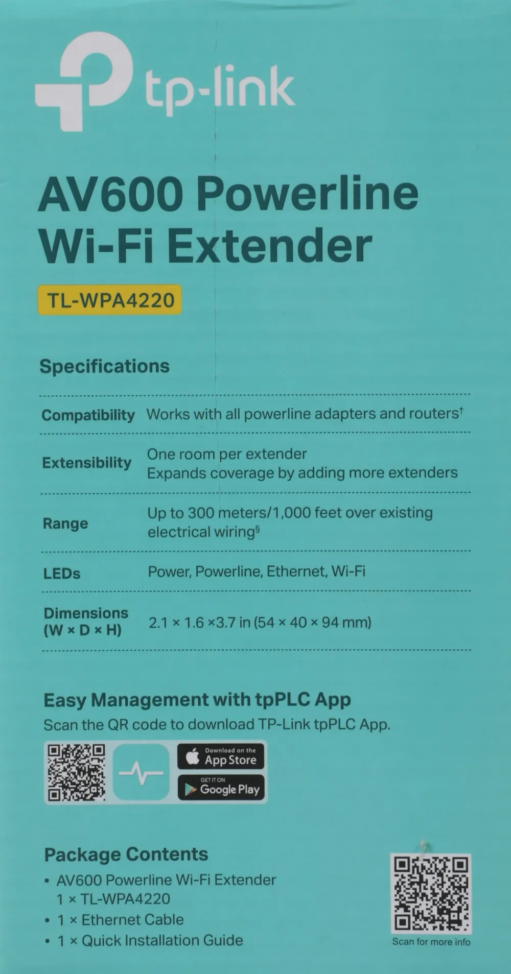 Сетевой адаптер HomePlug AV TP-Link TL-WPA4220 AV600 Fast Ethernet (ант.внутр.)