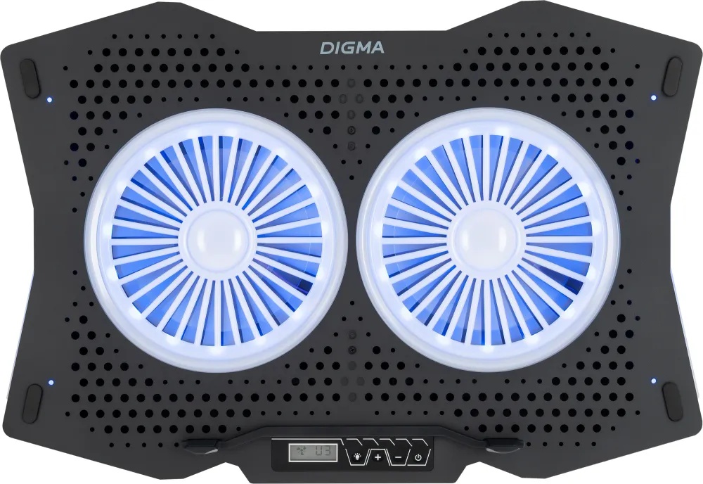 Подставка для ноутбука Digma D-NCP180-2x110RGB 18" 410x280x34мм 20дБ 2xUSB 2x 110ммFAN 700г Fan-control пластик ABS черный