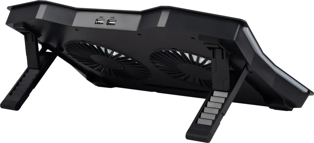 Подставка для ноутбука Digma D-NCP180-2x110RGB 18" 410x280x34мм 20дБ 2xUSB 2x 110ммFAN 700г Fan-control пластик ABS черный