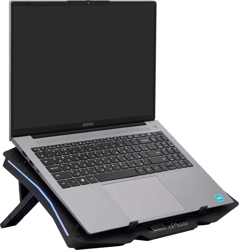Подставка для ноутбука Digma D-NCP180-2x110RGB 18" 410x280x34мм 20дБ 2xUSB 2x 110ммFAN 700г Fan-control пластик ABS черный