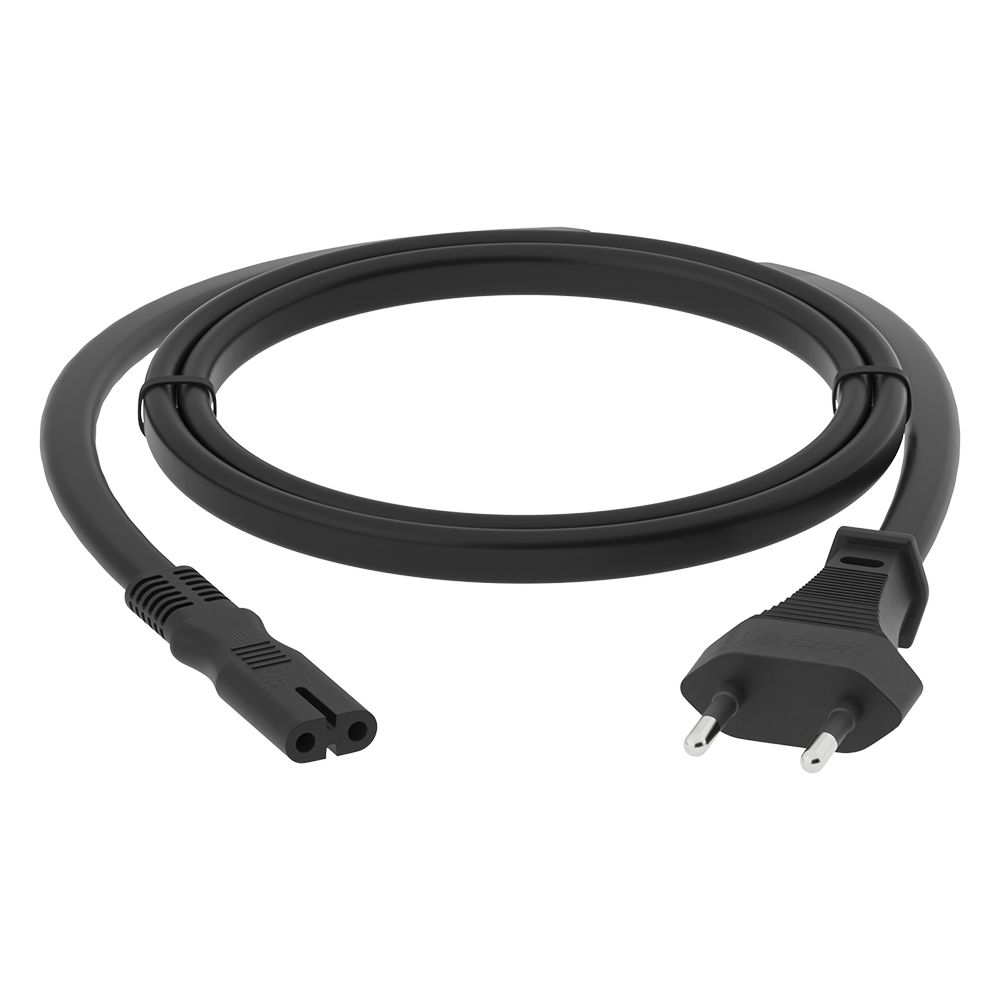 GCR PRO Кабель питания черный, 3.0m, плоская вилка - C7, 2*0,75mm, медь
