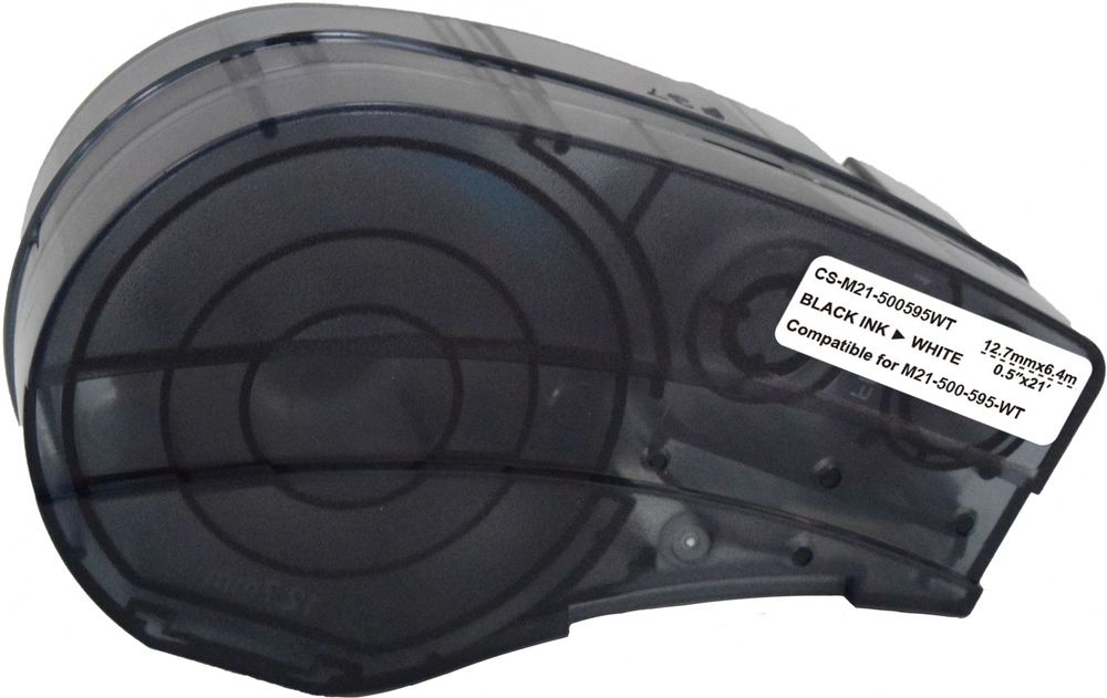 Картридж ленточный Cactus CS-M21-500595WT черный на белом 12.7x6.4 для Brady BMP21-PLUS, BMP21-LAB