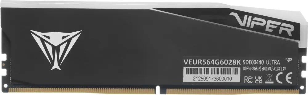Память DDR5 2x32GB 6000MHz Patriot VEUR564G6028K Viper Elite 5 Ultra RGB RTL Gaming PC5-48000 CL28 DIMM 288-pin 1.4В kit single rank с радиатором Ret