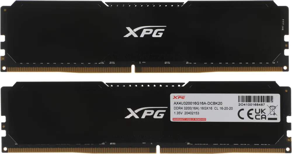 Память DDR4 2x16GB 3200MHz A-Data AX4U320016G16A-DCBK20 XPG Gammix D20 RTL Gaming PC4-25600 CL16 DIMM 288-pin 1.35В kit с радиатором Ret