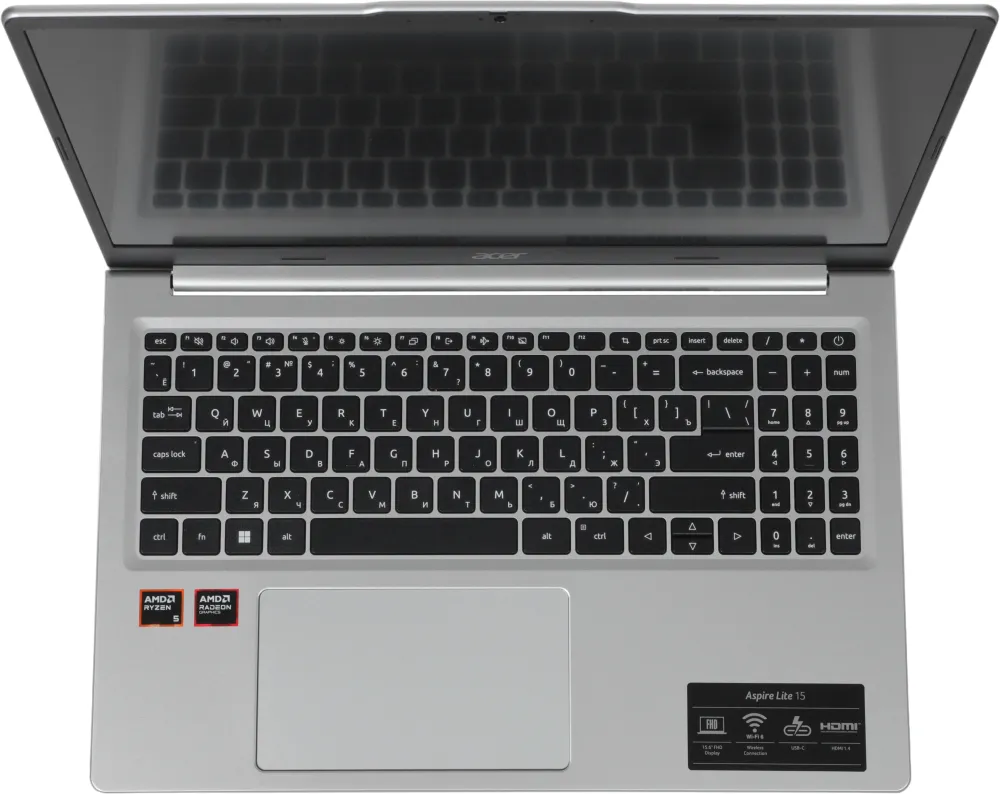 Ноутбук/ ACER Aspire Lite AL15-21P-R0R4 15.6"(1920x1080 (non-glare) IPS)/AMD Ryzen 5 40/ 8192Mb/ 512PCISSDGb/noDVD/ Int:AMD Vega/Cam/BT/WiFi/50WHr/ war 1y/ 1.5kg/ Silver/ NoOS