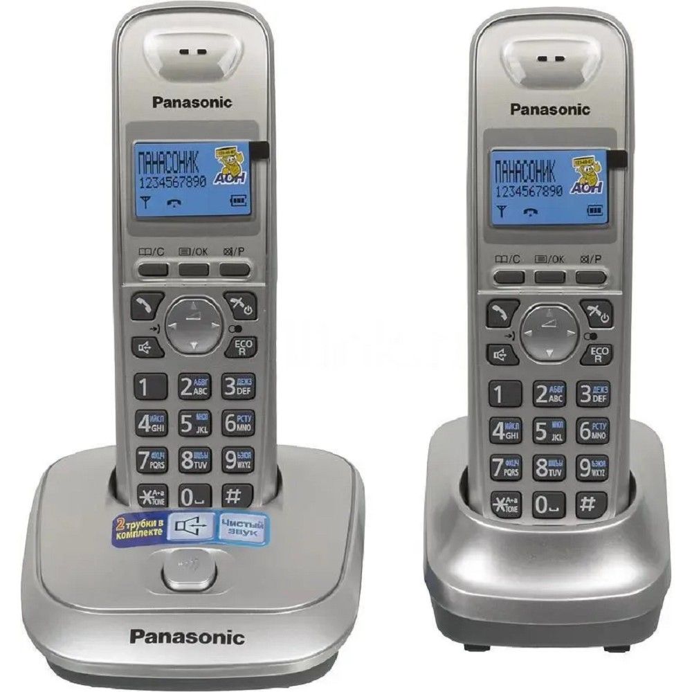 Р/Телефон Dect Panasonic KX-TG2512RUN платиновый (труб. в компл.:2шт) АОН