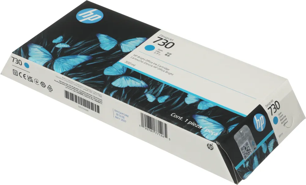 Картридж струйный HP 730 P2V68A голубой (300мл) для HP DJ T1700