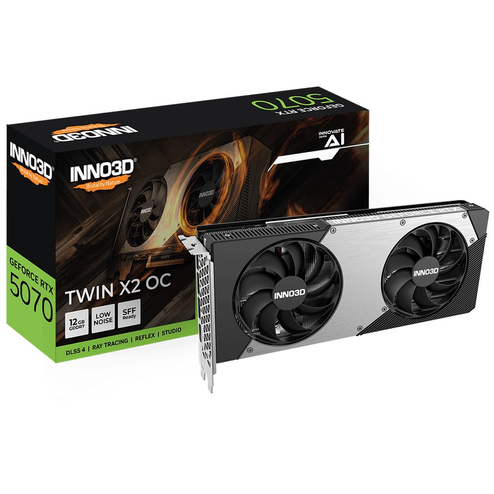 Видеокарта INNO3D RTX5070 TWIN X2 ОС 12GB GDDR7 192bit 3xDP HDMI 2FAN RTL