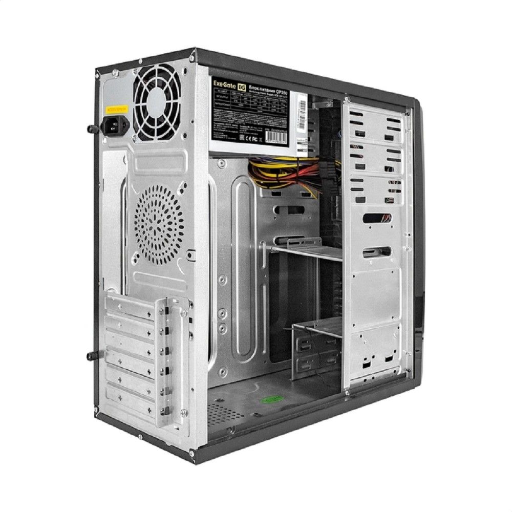 Exegate EX280386RUS Корпус Miditower Exegate CP-604 Black, ATX, <CP350W, 80mm>, 2*USB, Audio