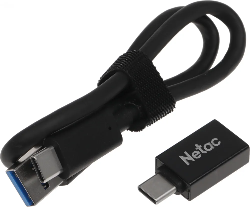 SSD накопитель Netac Z6S 240GB USB 3.2 Gen 2 Type-C External SSD, R/W up to 550MB/480MB/s,with USB-C to USB-A cable and USB-A to USB-C adapter
