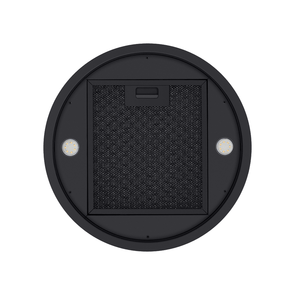 ВЫТЯЖКА MAUNFELD LEE ISLA 39 BLACK/ островная вытяжка с потолочным креплением, 1050 м3, кухни до 40м2, 52дБ, LED, электронное управление, в опции угольный фильтр CF172C, черный цвет