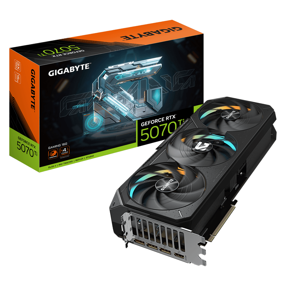 Видеокарта Gigabyte RTX5070Ti GAMING 16GB GDDR7 256bit 3xDP HDMI 3FAN RTL