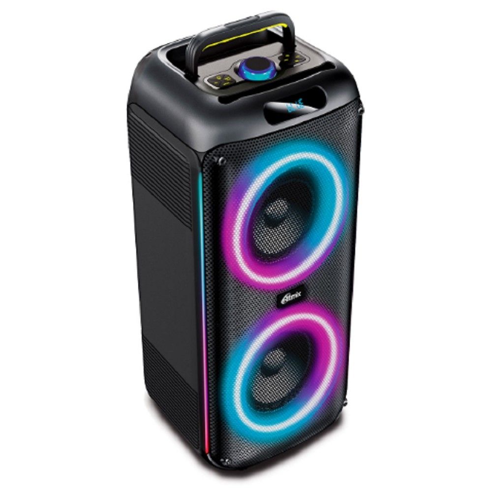 RITMIX SP-560B черный {6,5” + 6,5” + 1,5'' твиттер, Bluetooth, FM-радио, RGB-подсветка, AUX, USB, microSD (до 32 Гб, MP3), дисплей: LED, до 6 часов}