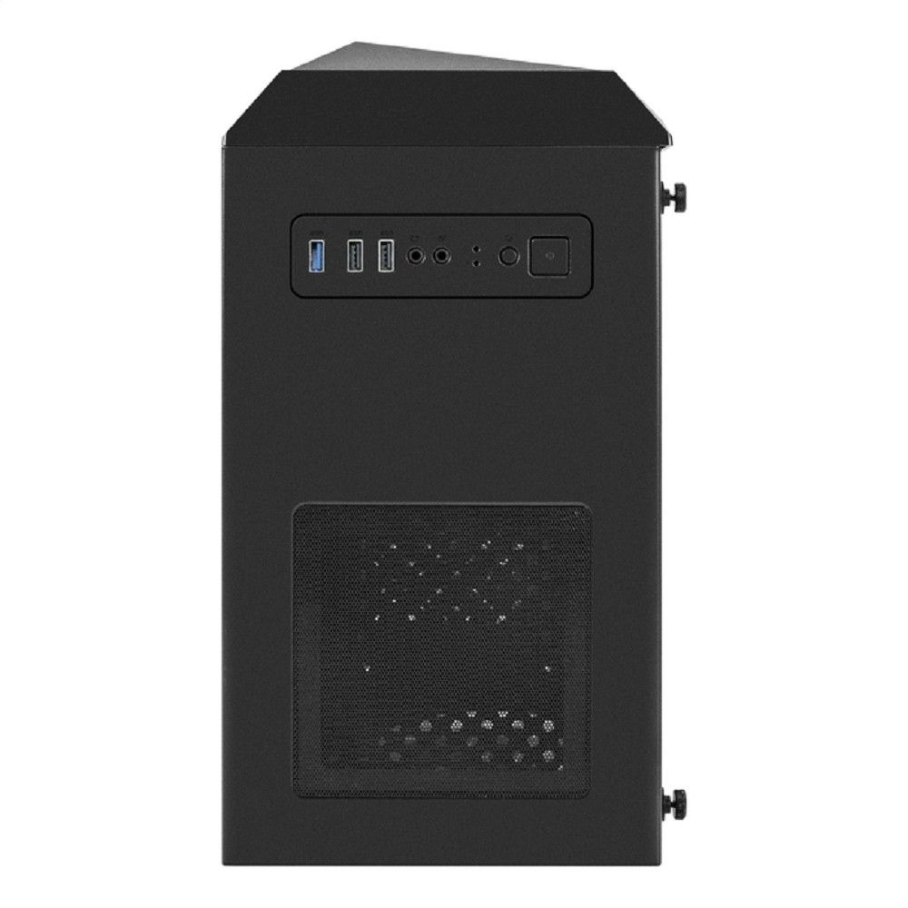 Exegate EX294472RUS Корпус Minitower ExeGate Mistery R2-NPX400 (mATX, БП 400NPX с вент. 12 см, 2*USB+1*USB3.0, аудио, черный, 1 вент. 12см с RGB подсветкой и полоса на передней панели, боковая панель