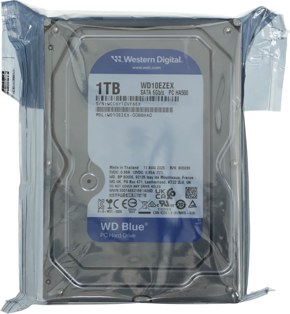 Жесткий диск WD SATA-III 1Tb WD10EZEX Desktop Caviar Blue (7200rpm) 64Mb 3.5"
