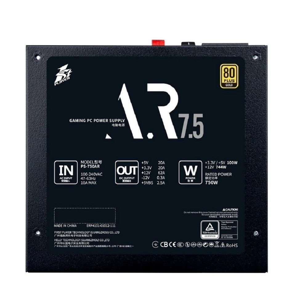 1STPLAYER Блок питания AR 750W / ATX 2.4, LLC+DC-DC, APFC, 80 PLUS GOLD, 120mm fan / PS-750AR