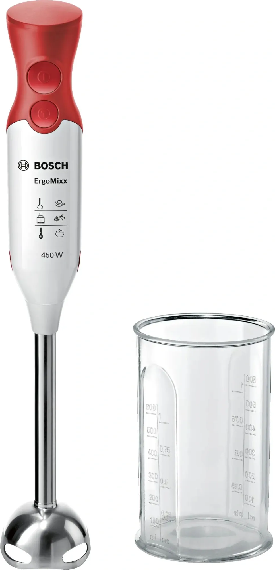 Блендер погружной Bosch MSM64110 450Вт белый/красный