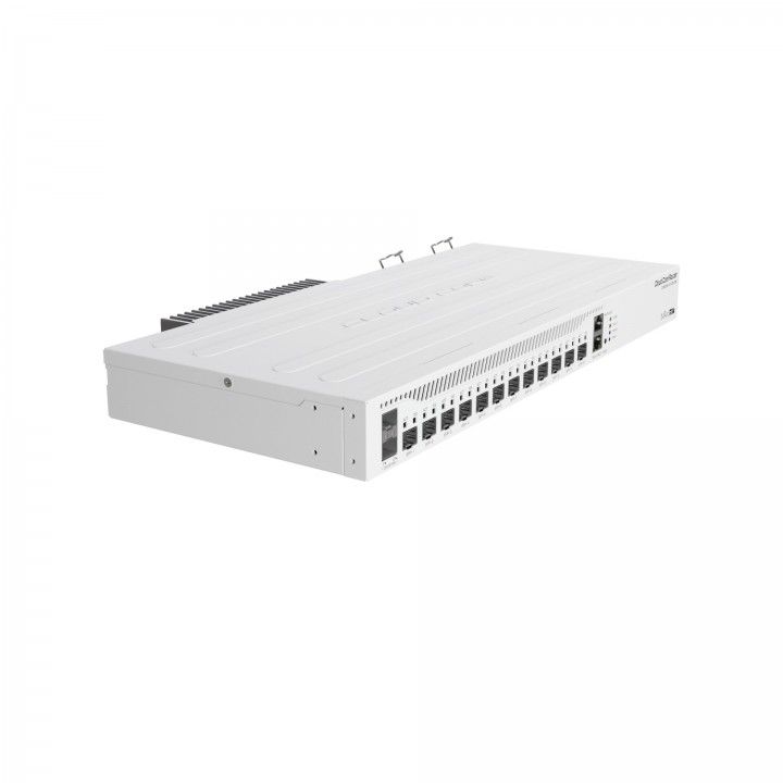 Маршрутизатор MIKROTIK CCR2004-1G-12S+2XS with Annapurna Alpine AL32400 Cortex A57 CPU (4-cores, 1.7GHz per core), 4GB RAM, 1x Gigabit RJ45 port, 12x 10G SFP+ cages, 2 x 25G SFP28 cages, RouterOS L6, 1U rackmount case, Dual PSU, RTL {5}, (000019)