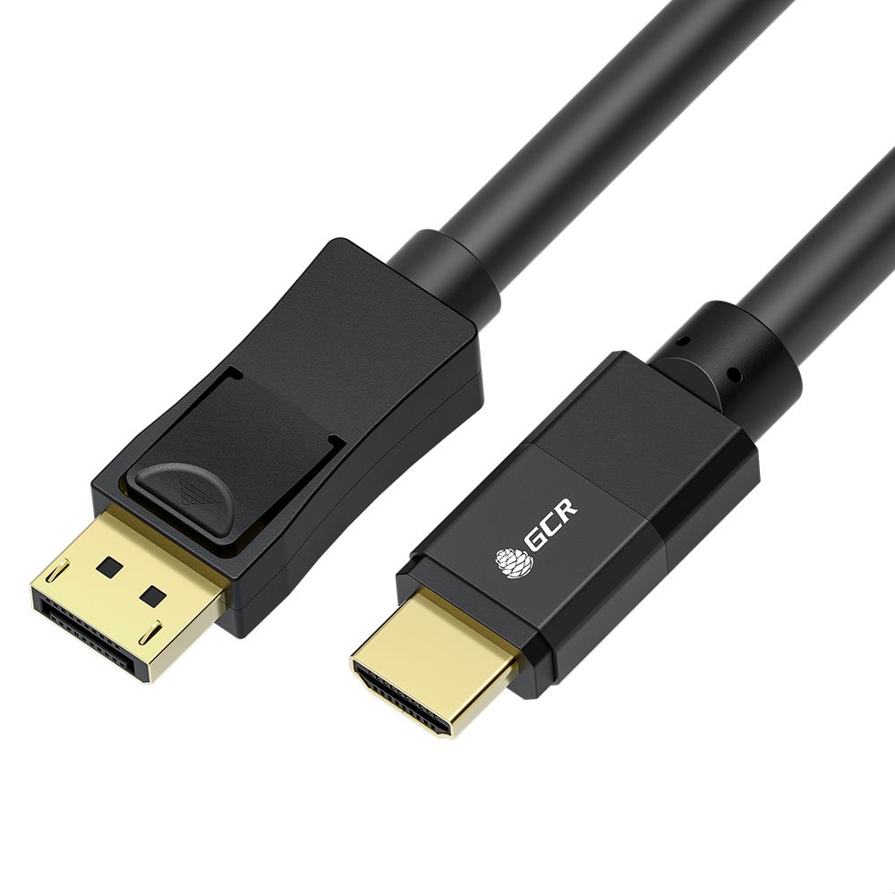 GCR PRO Кабель-переходник PROF 5.0m DisplayPort > HDMI, M/M, Ultra HD 4K, 60Hz, черный, медь, 3Х экран с армированием
