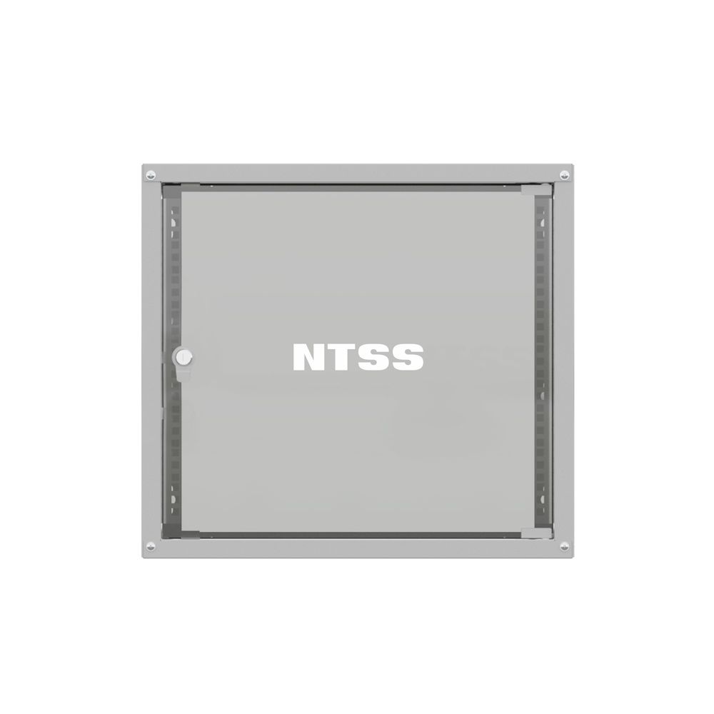 NTSS Шкаф настенный телекоммуникационный NTSS LIME 18U 550х600х900мм, 2 профиля 19, дверь стеклянная, боковые стенки несъемные, разобранный, серый RAL 7035 NTSS-WL18U5560GS