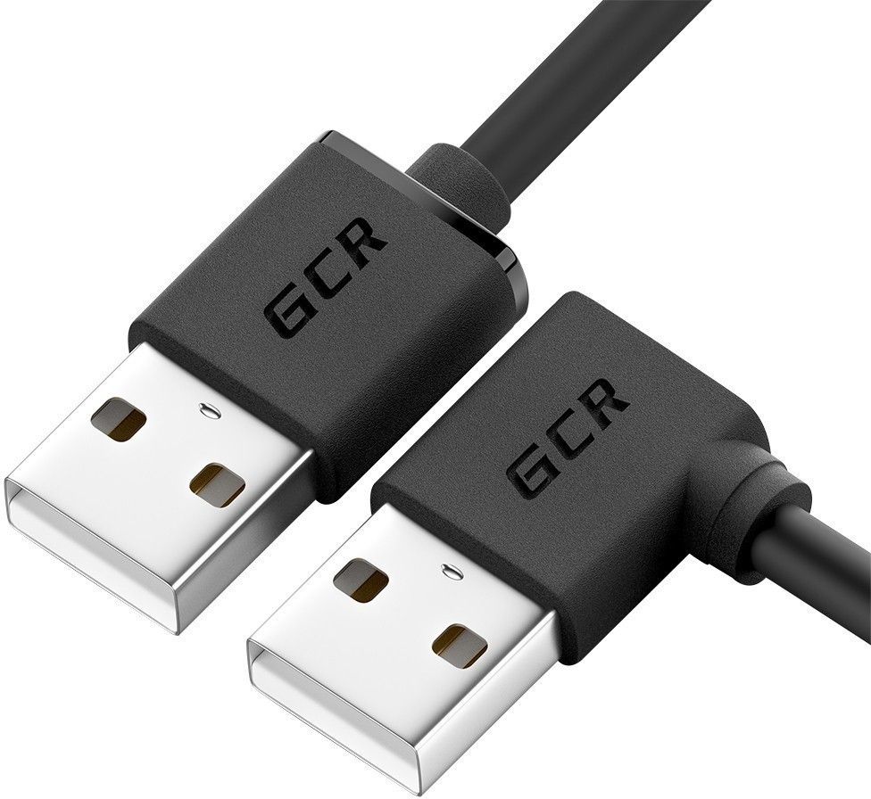 GCR Кабель 0.5m USB AM угловой левый/AM, 28/28 AWG, медь, морозостойкий