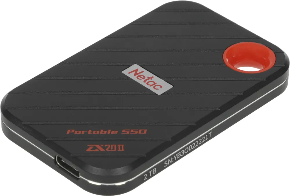 Накопитель SSD Netac USB-C 2000GB NT01ZX20II-2T0-32BK ZX20 II черный
