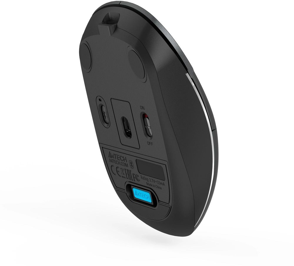Мышь A4Tech Fstyler FB26CS Air2 серый/черный оптическая 2000dpi silent беспров. BT/Radio USB для ноутбука 4but (FB26CS AIR2 SMOKY GREY)