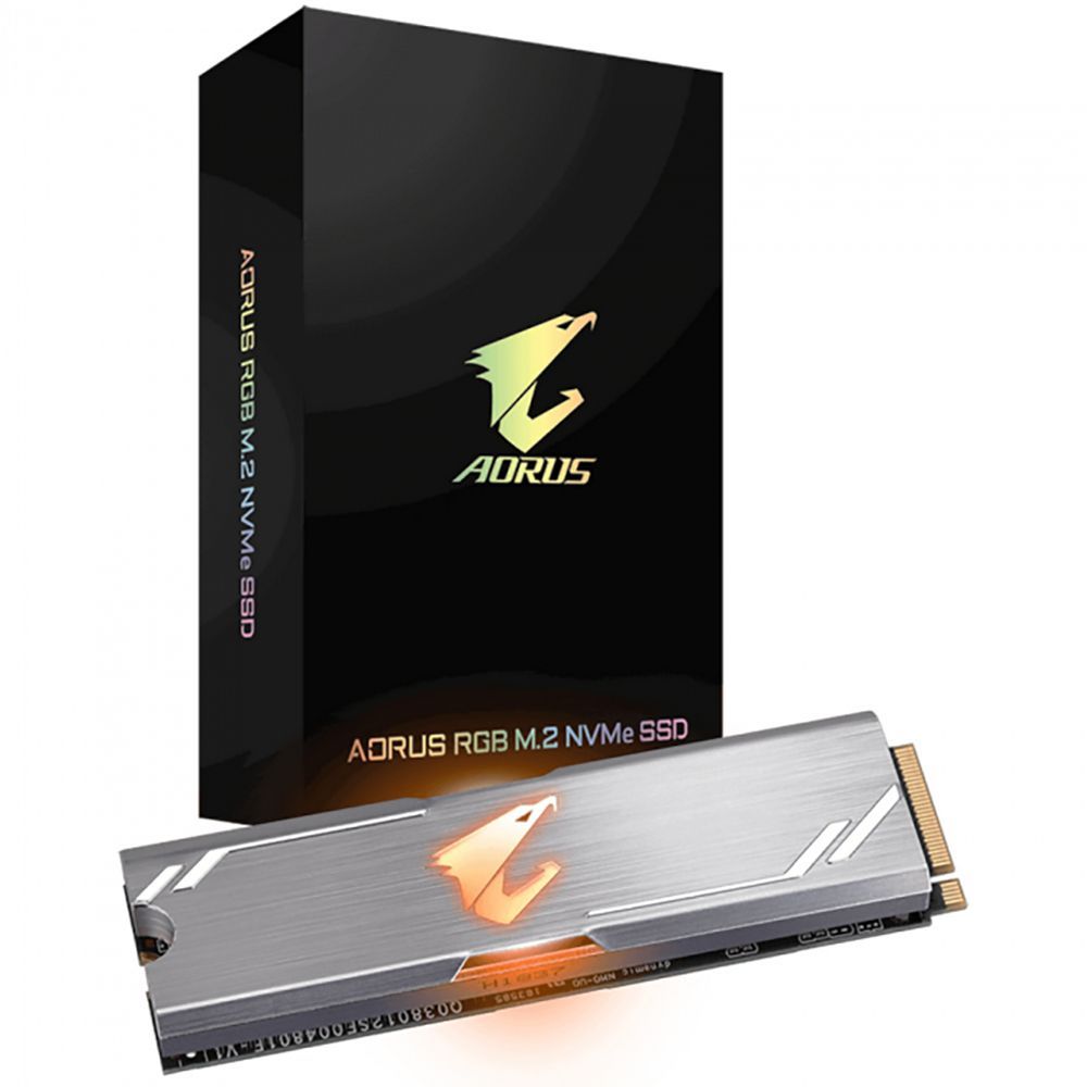 Твердотельный накопитель SSD Gigabyte AORUS RGB 512GB M.2 2280 GP-ASM2NE2512GTTDR Client PCIe Gen3x4 with NVMe, 3480/2000, IOPS 360/440K, MTBF 1.8M, 3D TLC, 512MB, 800TBW, NVMe 1.3, RTL (804800)