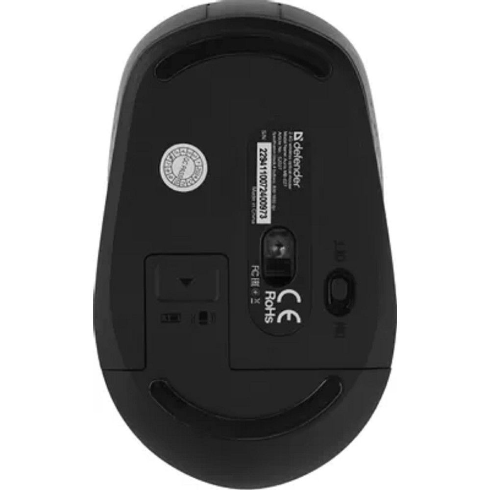 Мышь Defender Auris MB-027 { Беспроводная оптическая мышь,черный,4D,800-1600dpi,бесшумн } [52027]