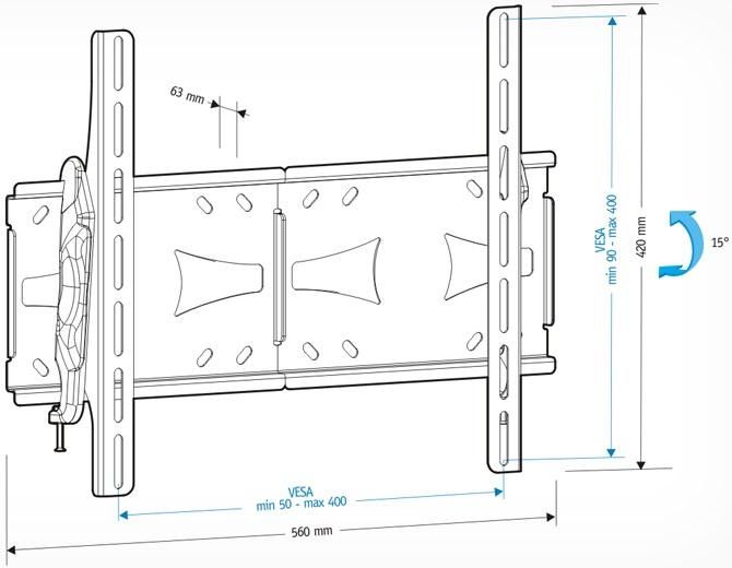 Кронштейн для телевизора Holder LCDS-5071 темный металлик 37"-55" макс.45кг настенный наклон