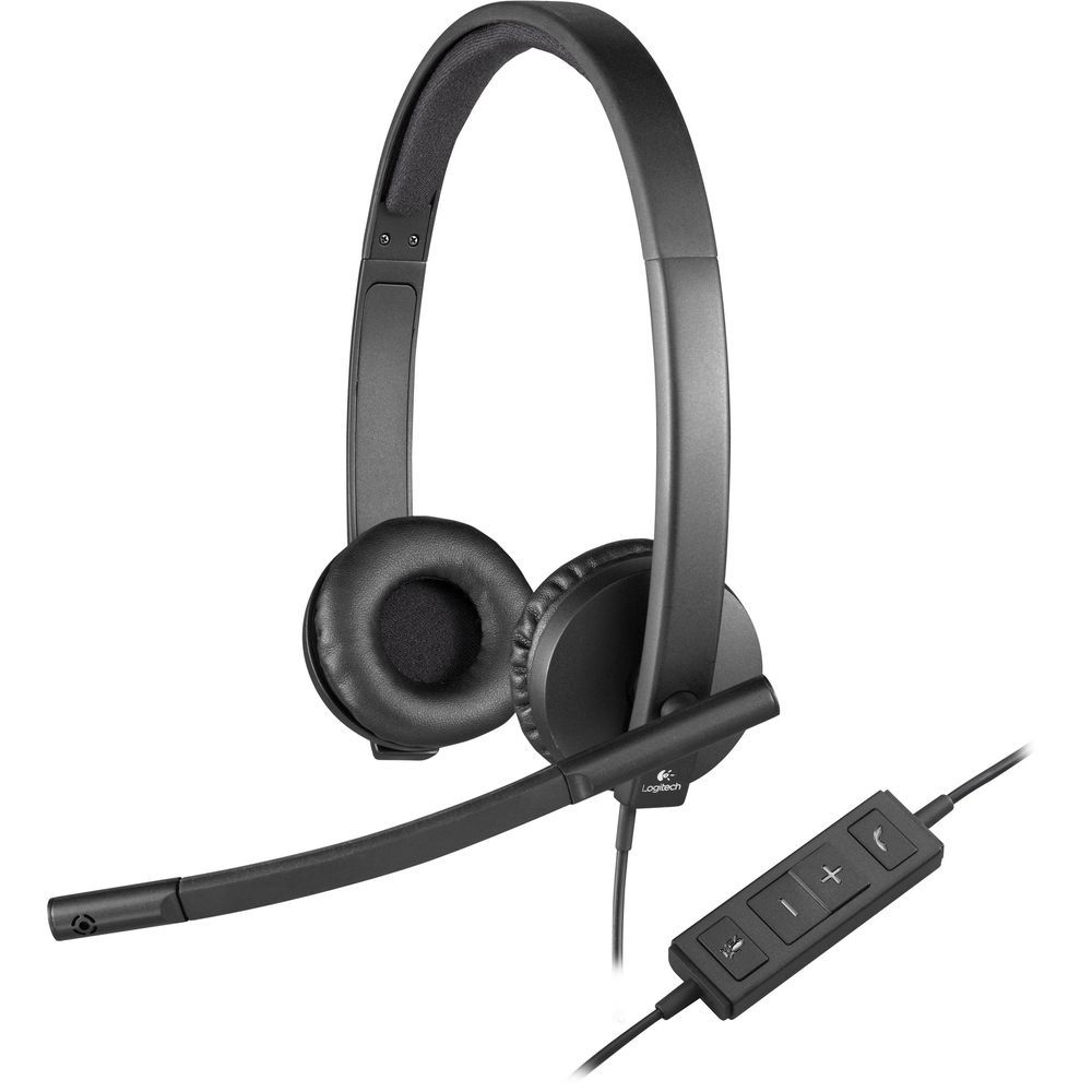 Наушники с микрофоном Logitech H570e черный 1.9м накладные USB оголовье (981-000575)