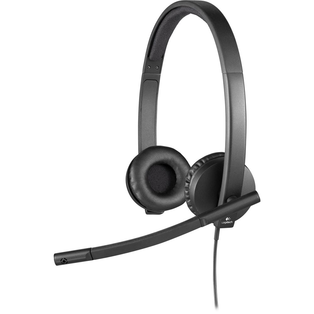 Наушники с микрофоном Logitech H570e черный 1.9м накладные USB оголовье (981-000575)