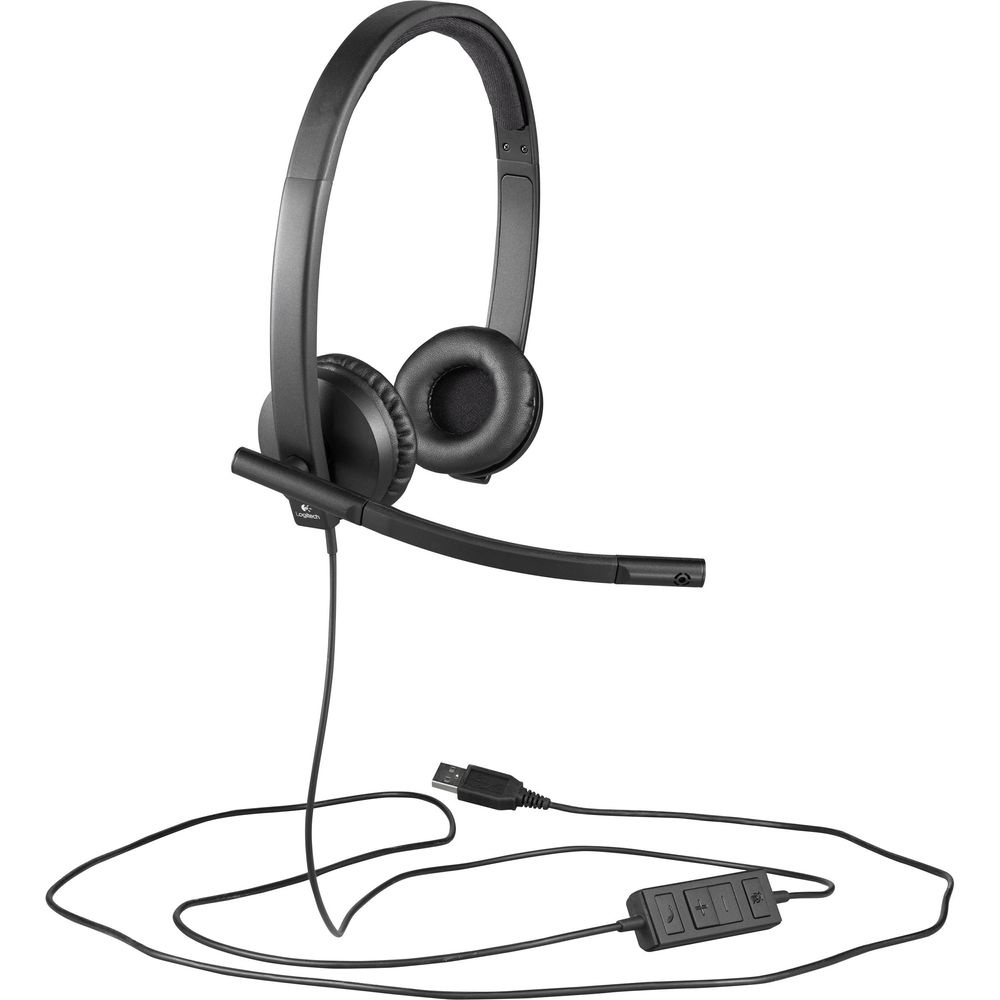Наушники с микрофоном Logitech H570e черный 1.9м накладные USB оголовье (981-000575)