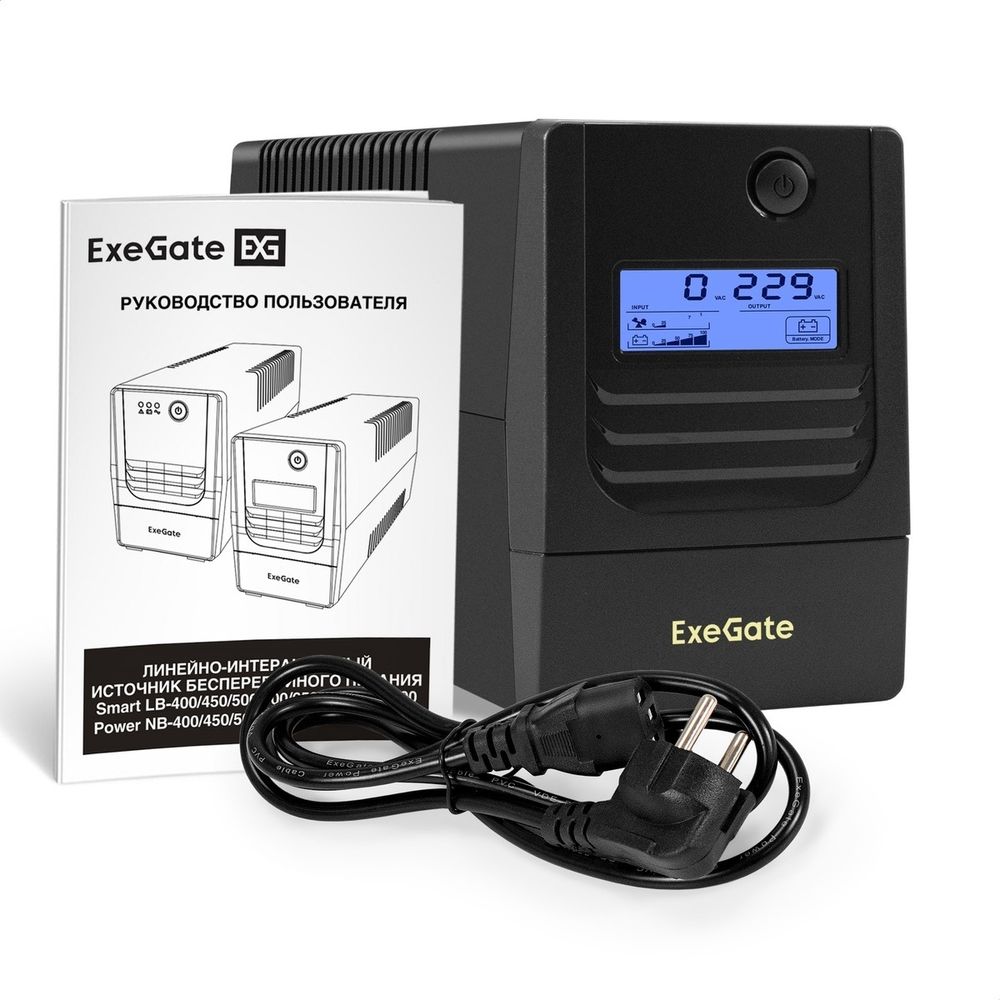 Exegate EX299504RUS ИБП ExeGate Smart LB-1000.LCD.AVR.4C13 (1000VA/650W, LCD, AVR, 4*C13, батарея 12V 9Ah, Black)