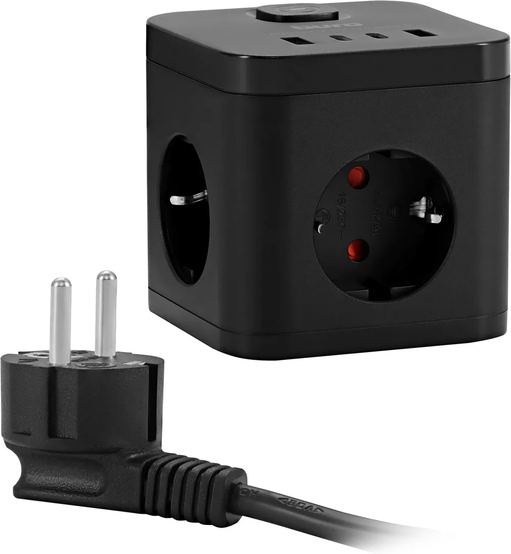 Сетевой удлинитель Buro BU-PC3.1UС-B 1.5м (3 розетки) черный (коробка)