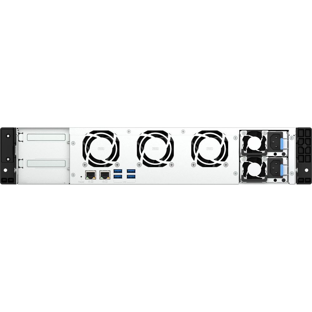 Сетевое хранилище без дисков/ ENTERPRISE QNAP TS-855eU-RP-8G NAS 8 HDD trays, 2 x M.2 2280 (PCIe Gen 3 x 4), 2x 2.5 GbE, rackmount, 2 PSU. Intel Atom C5125 8-core processor, 2.8GHz, 8 GB SODIMM DDR4 (1 x 8 GB) up to 64 GB ( 2 x 32 GB). W/o rail kit RAIL-B