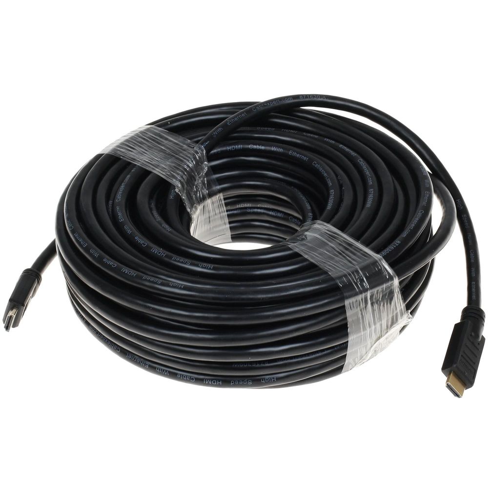Кабель HDMI Cablexpert 19M/19M, v2.0, медь, позол.контакты, экран, усилитель, 30м, черный,  пакет [CC-HDMI4-30M ]