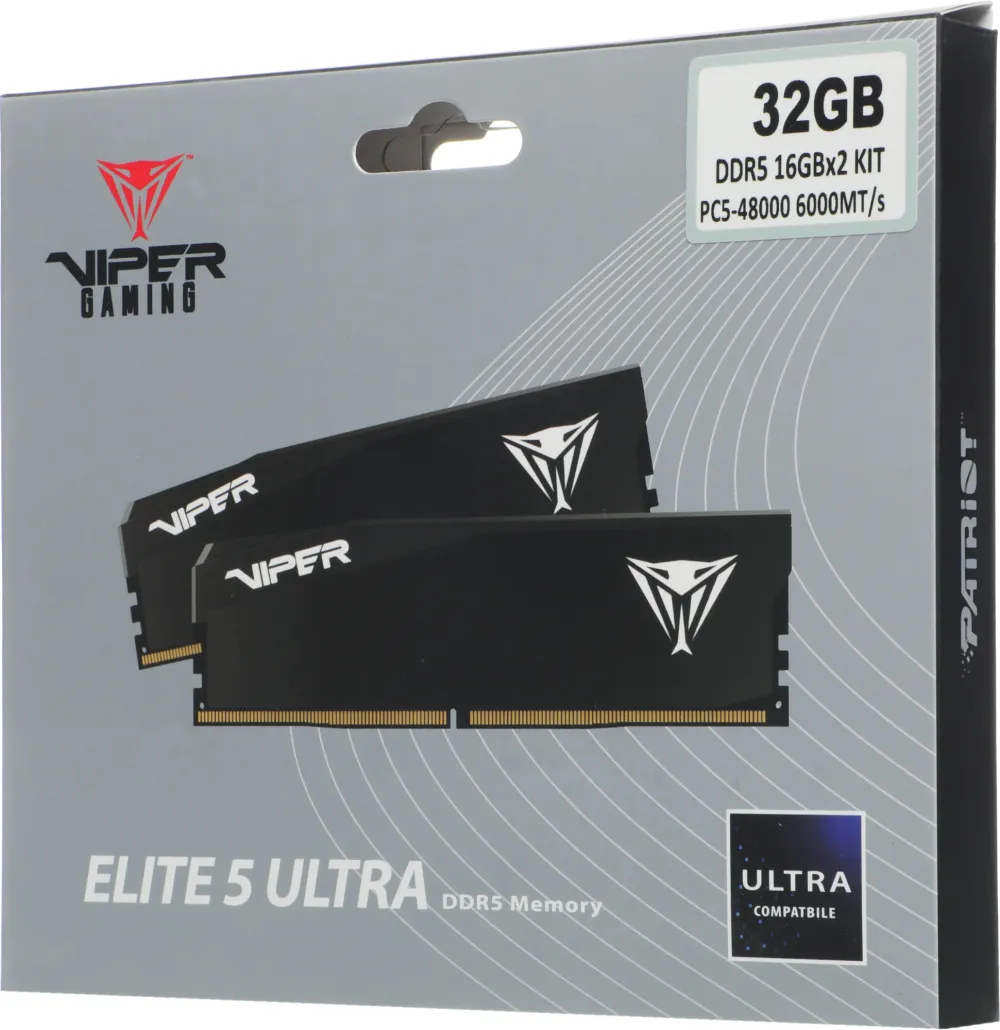 Память DDR5 2x16GB 6000MHz Patriot VEU532G6028K Viper Elite 5 Ultra RTL Gaming PC5-48000 CL28 DIMM 288-pin 1.4В kit single rank с радиатором Ret