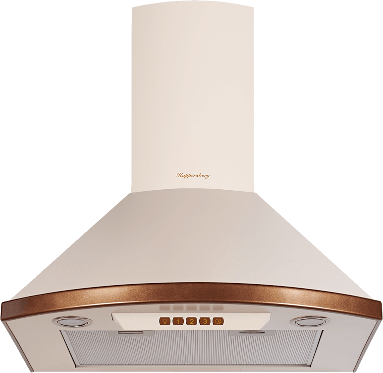 Вытяжка Kuppersberg/ Настенная вытяжка, ширина 60 см, отвод/рециркуляция, 650 м3/час, электронное управление, 3 скорости, галогеновое освещение 2х20 Вт, анодированные алюминиевые жироулавливающие фильтры, угольный фильтр С6С (опция), 42 дБ, цвет бежевый, 