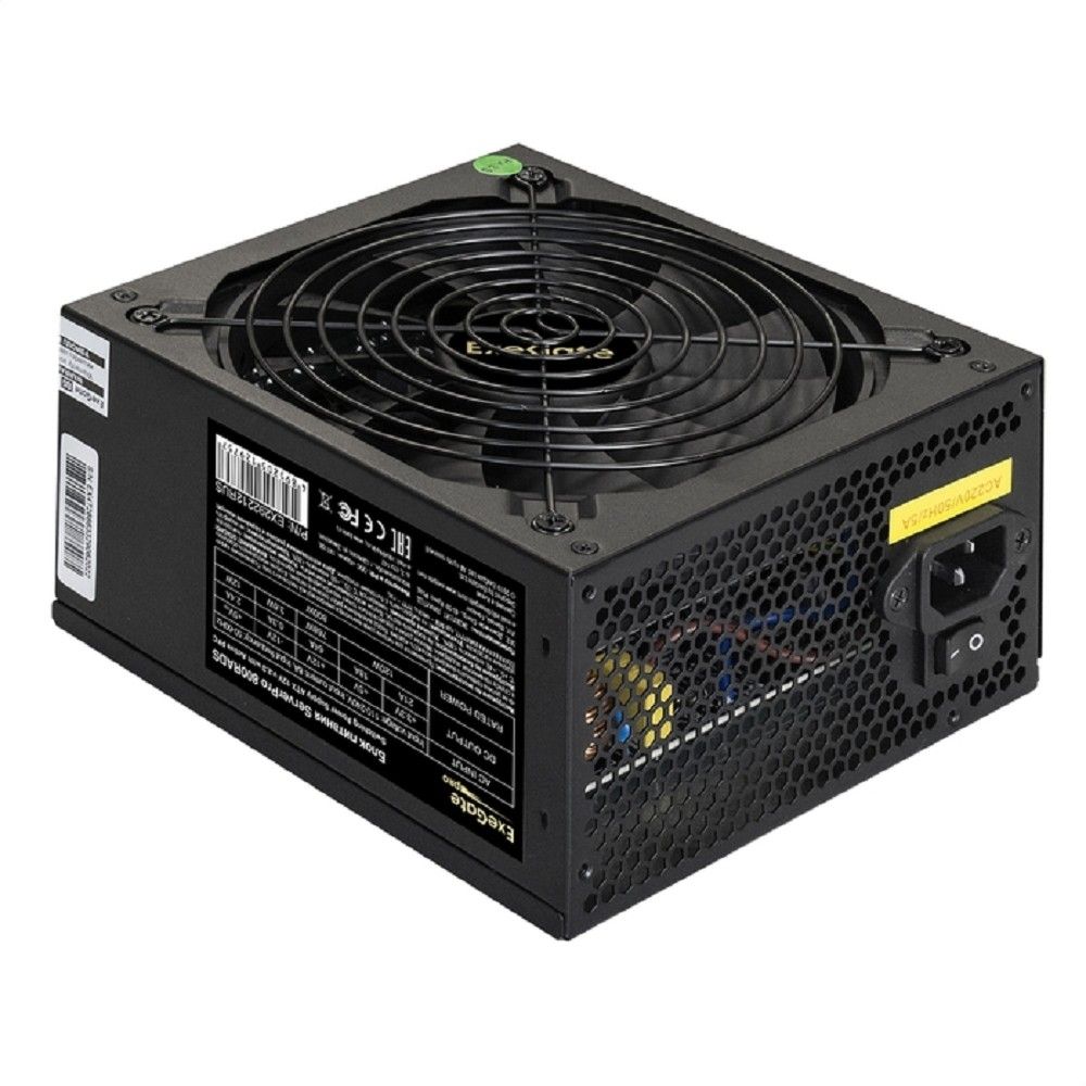 Exegate EX292212RUS Серверный БП 800W ExeGate ServerPRO-800RADS (ATX, for 3U+ cases, APFC, КПД 80% (80 PLUS), 14cm fan, 24pin, 2(4+4)pin, PCIe, 5xSATA, 4xIDE, FDD, Cable Management, black)