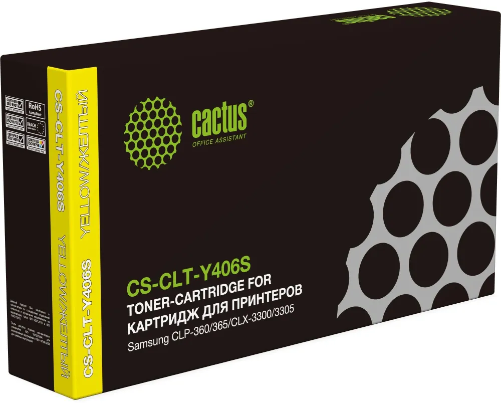 Картридж лазерный Cactus CS-CLT-Y406S CLT-Y406S желтый (1000стр.) для Samsung CLP-360/365/CLX-3300/3305