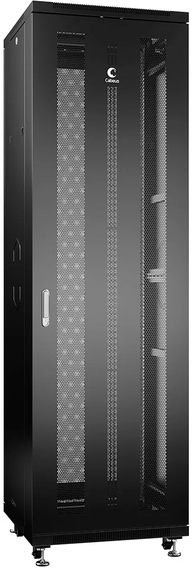 Cabeus ND-05C-42U60/100-BK Шкаф монтажный телекоммуникационный 19" напольный для распределительного и серверного оборудования 42U 600x1000x2055mm (ШхГхВ) передняя и задняя перфорированные двери, ручка