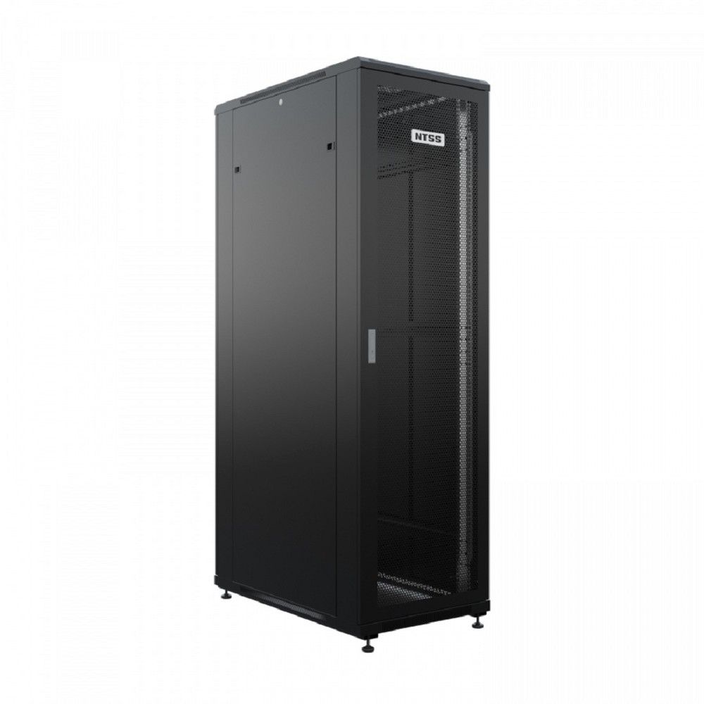 NTSS Шкаф напольный универсальный серверный NTSS R 47U 800х1000мм, 4 профиля 19, двери перфорированная и перфорированная, боковые стенки съемные, регулируемые опоры, разобранный, черный RAL 9005 NTSS-