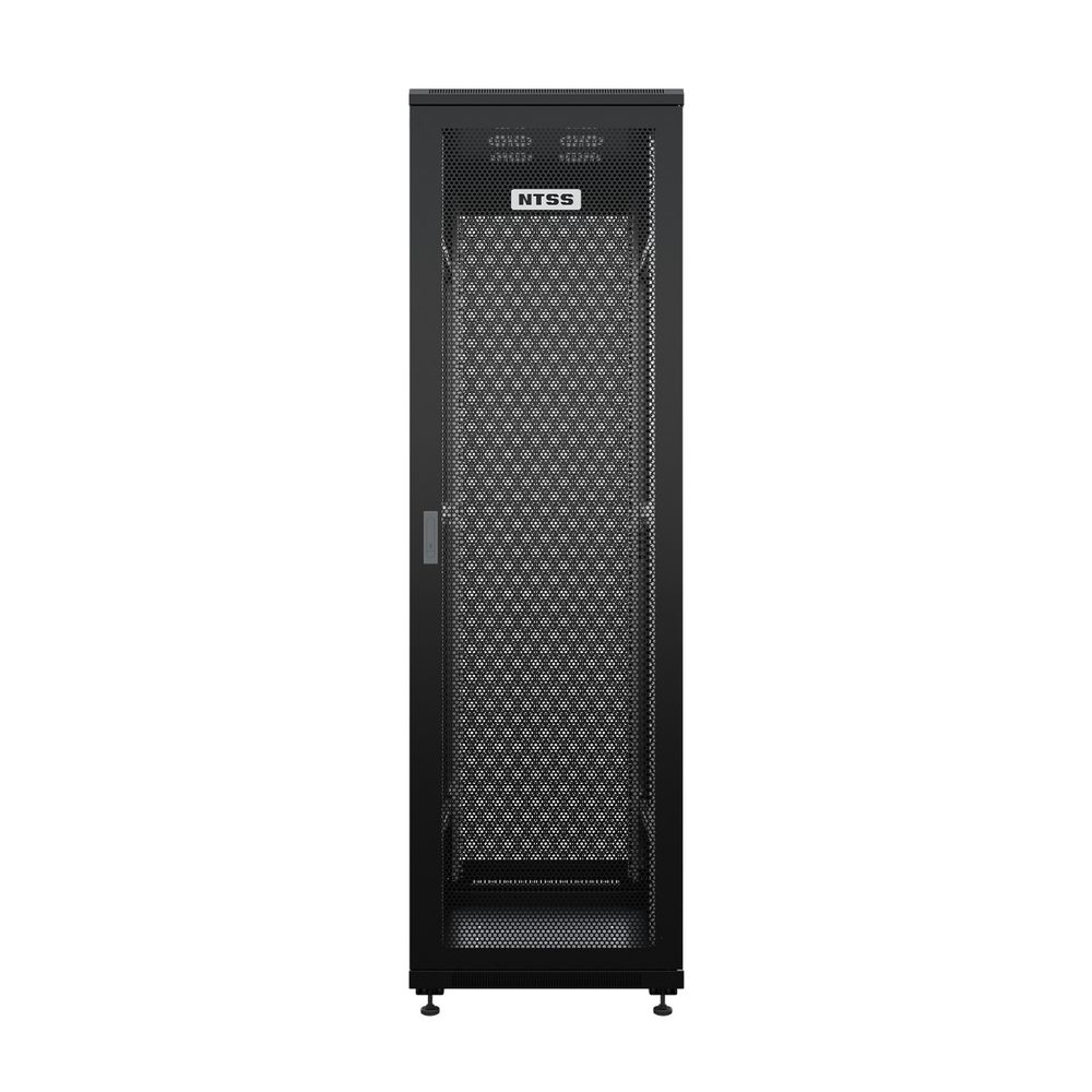 NTSS Шкаф напольный универсальный серверный NTSS R 47U 800х1000мм, 4 профиля 19, двери перфорированная и перфорированная, боковые стенки съемные, регулируемые опоры, разобранный, черный RAL 9005 NTSS-
