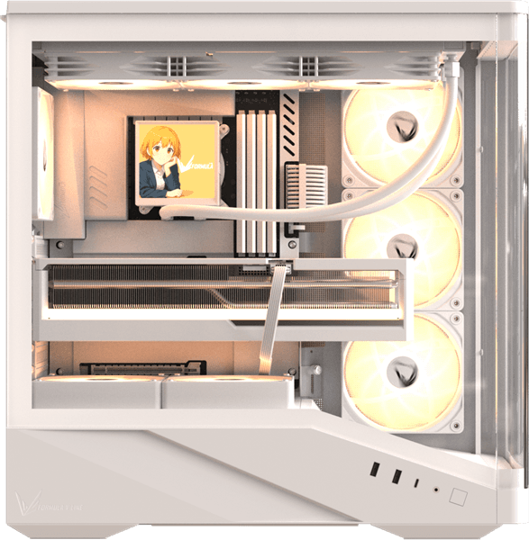 корпус Formula V Line Crystal U9 PA White, ATX, TYPE-C*1, USB3.0*2, Curved Glass, SIDE 3x PERFORMANCE ARGB, REAR 1x PERFORMANCE ARGB
