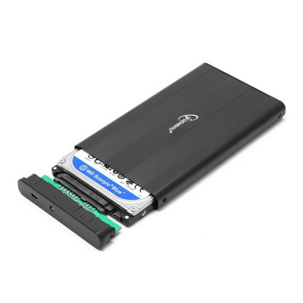 Корпус для HDD/SSD Gembird Внешний 2.5" Gembird EE2-U2S-5, черный, USB 2.0, SATA, металл {100} (205564)